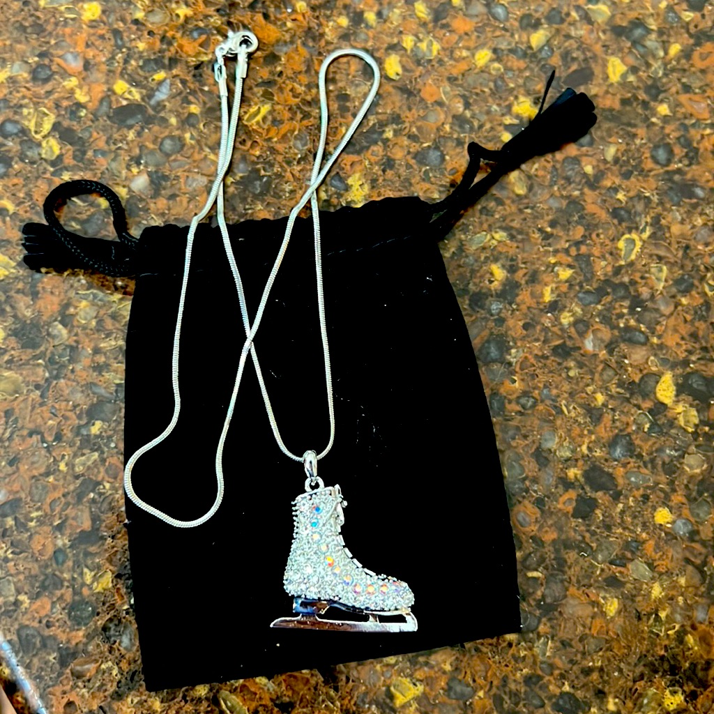 Nwt 16 Inch Sterling Silver Figure Skate Necklace With Gem Stones 12$
